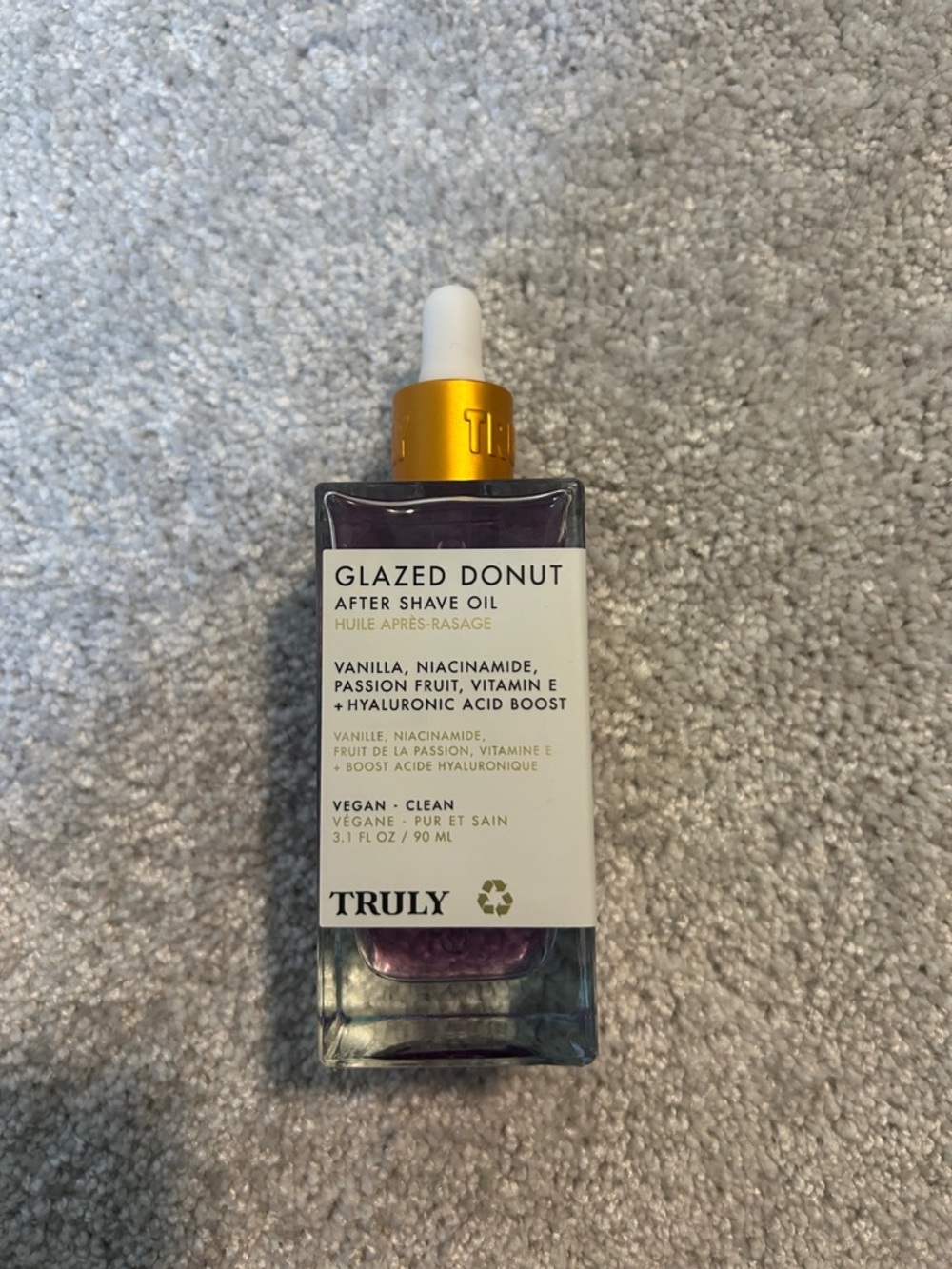TRULY Glazed Donut After Shave Oil — Purple & Gold Bottle Accents